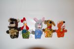 Набор "Пальчиковые куклы по сказке "ЗАЮШКИНА ИЗБУШКА" (5 героев: заяц, лиса, собака, медведь (или бык), петух)"